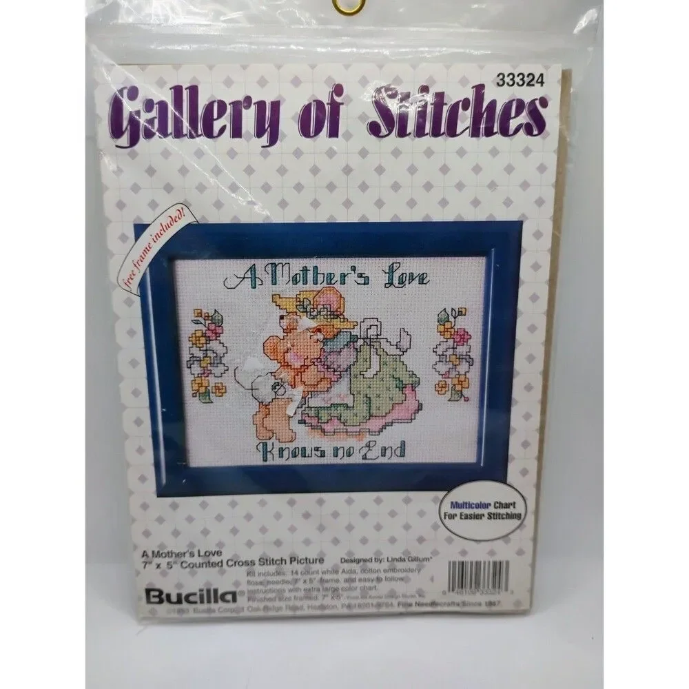VTG Bucilla Counted Cross Stitch Kit 'A Mothers Love'  #33324 Sealed Frame Incl